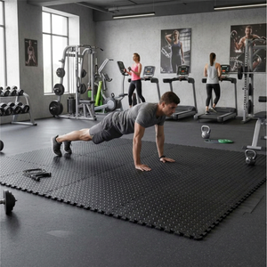 BalanceFrom Fitness 96 Sq Ft Interlocking EVA Foam Exercise Mat Tiles, Black