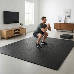 BalanceFrom Fitness 96 Sq Ft Interlocking EVA Foam Exercise Mat Tiles, Black