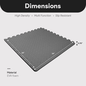 BalanceFrom Fitness 96 Sq Ft Interlocking EVA Foam Exercise Mat Tiles, Gray