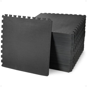 BalanceFrom Fitness 144 Sq Ft Interlocking EVA Foam Exercise Mat Tiles, Black