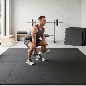 BalanceFrom Fitness 144 Sq Ft Interlocking EVA Foam Exercise Mat Tiles, Black