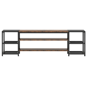 TV Stand For TVs, Extra Long With 3 Tier Ventilated Shelves - Rustic Brown