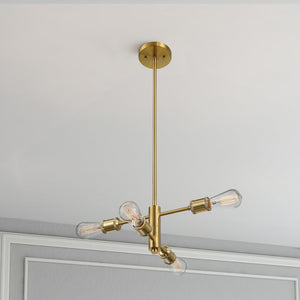 Trellis - 4 Lights Modern Gold Chandelier Vintage Pendant Fixture For Living Room - Clear / Gold