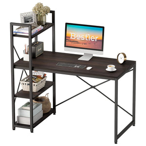 Bestier 47 Inch Computer Writing Desk w/ Storage Shelves for Small Spaces, Brown - TRAPSKI