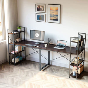 Bestier 47 Inch Computer Writing Desk w/ Storage Shelves for Small Spaces, Brown - TRAPSKI