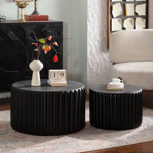 Black Scalloped Round Coffee Table Set