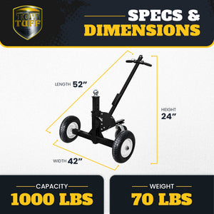 Tow Tuff TMD-1000CATV Adjustable Steel 1000lb Heavy Duty Trailer Dolly, Black