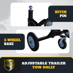 Tow Tuff TMD-1000CATV Adjustable Steel 1000lb Heavy Duty Trailer Dolly, Black