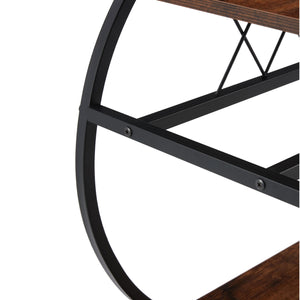 Jomeed Wood and Metal Portable Kitchen Bar or Coffee Cart with Wine Rack, Brown