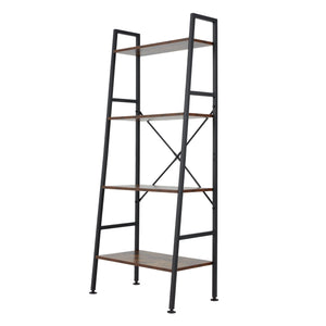 Jomeed Rustic Modern 4 Tier Wood and Steel Bookshelf Storage Organizer Shelf