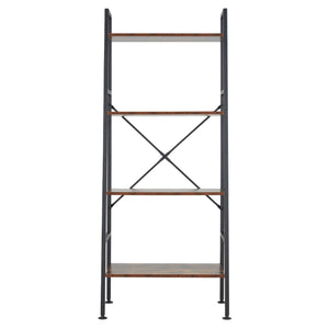 Jomeed Rustic Modern 4 Tier Wood and Steel Bookshelf Storage Organizer Shelf