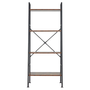 Jomeed Rustic Modern 4 Tier Wood and Steel Bookshelf Storage Organizer Shelf