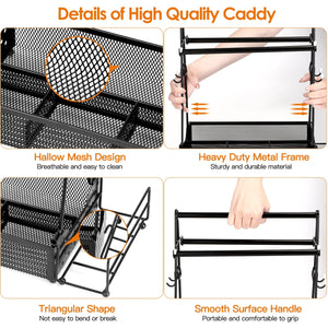 Utensil Caddy Metal Grill Caddy with Paper Towel Holders Utensil Holder	for Outdoor Picnic Barbecue Camping Grilling Tools Storage Organizer Barbecue
