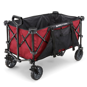 Gorilla Carts 7 Cubic Feet Foldable Utility Beach Wagon with Oversized Bed, Red - TRAPSKI