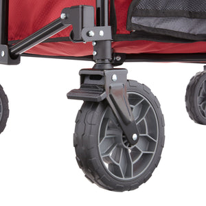 Gorilla Carts 7 Cubic Feet Foldable Utility Beach Wagon with Oversized Bed, Red - TRAPSKI