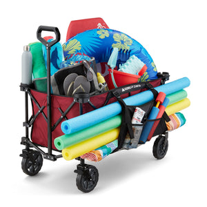 Gorilla Carts 7 Cubic Feet Foldable Utility Beach Wagon with Oversized Bed, Red - TRAPSKI