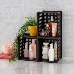 Sterilite Mini Crate, Stackable Plastic Storage Bin with Handles, Black, 24 Pack