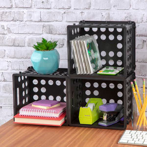 Sterilite Mini Crate, Stackable Plastic Storage Bin with Handles, Black, 24 Pack