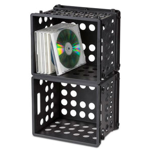Sterilite Mini Crate, Stackable Plastic Storage Bin with Handles, Black, 24 Pack