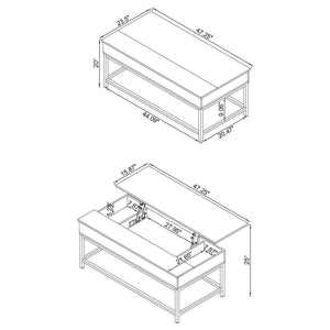 Lift Top Coffee Table With Adjustable Height - Brown