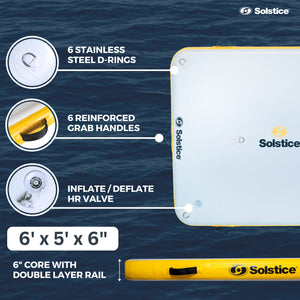 Solstice 6 x 5 ft Inflatable Floating Dock Rafting Platform w/Pump & Bag, Multi