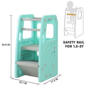 SDADI PLT01GN Children's Plastic Learning Stool with 3 Adjustable Heights, Green