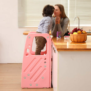 SDADI PLT01PK Children's Plastic Learning Stool with 3 Adjustable Heights, Pink - TRAPSKI