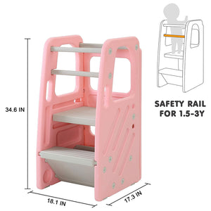 SDADI PLT01PK Children's Plastic Learning Stool with 3 Adjustable Heights, Pink - TRAPSKI