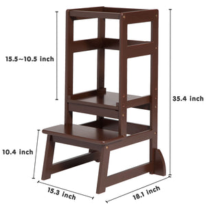 SDADI LT05E Mother's Helper Adjustable Height Kids Kitchen Step Stool, Espresso - TRAPSKI