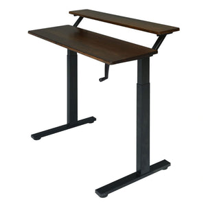 SDADI Adjustable Height Steel Frame 2 Tier Standing Desk w/ Crank, Light Grain - TRAPSKI