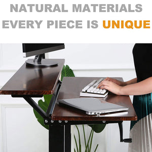 SDADI Adjustable Height Steel Frame 2 Tier Standing Desk w/ Crank, Light Grain - TRAPSKI
