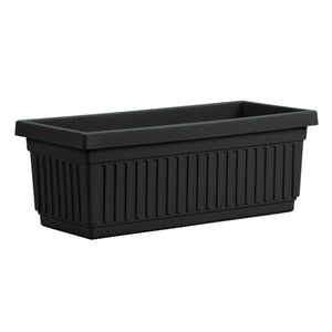 HC Companies 30 Inch Fluted Plastic Venetian Garden Flower Window Box, Black