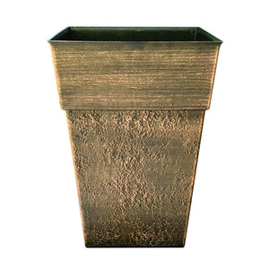The HC Companies Avino 13 Inch Square Resin Flower Planter Pot, Celtic Bronze - TRAPSKI