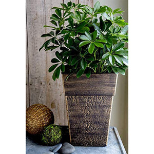 The HC Companies Avino 13 Inch Square Resin Flower Planter Pot, Celtic Bronze - TRAPSKI