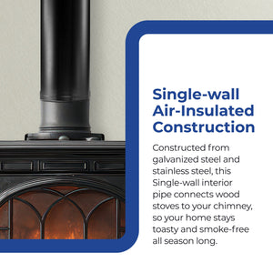 DuraVent 6 Inch Single Wall Interior Damper Section As Stove Top Adapter, Black