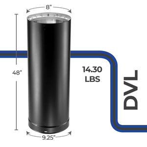 DuraVent 8DVL-48 DVL Galvanized Steel Double Wall Stove Pipe, 8 x 48 Inch, Black