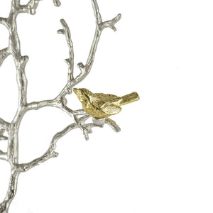 Metal Branch Wall Sculptures With Bird Accents (Set of 2) - Silver Multi