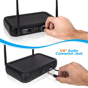 Pyle Fixed Frequency Wireless Handheld Karaoke Microphones with 2 Handheld Mics