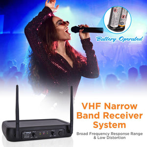 Pyle Fixed Frequency Wireless Handheld Karaoke Microphones with 2 Handheld Mics