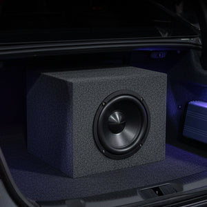 QPower 10" Heavy-Duty Single Sealed Vehicle Subwoofer Enclosure Woofer Box, Gray