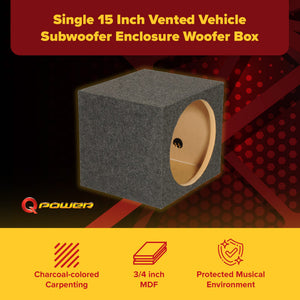 QPower 12" Heavy-Duty Single Sealed Vehicle Subwoofer Enclosure Woofer Box, Gray - TRAPSKI