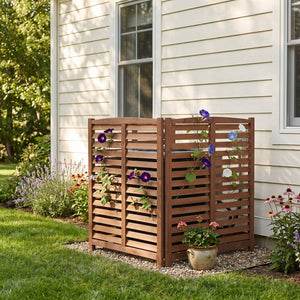 3 Panel Outdoor Wooden Air Conditioner Fence