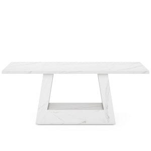 Dining Table For 4 To 6 People, With Trapezoid Base For Dining Room - White