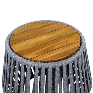 Outdoor Side Table with Rope and Acacia Wood