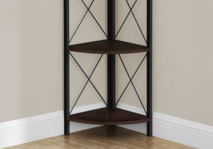 4-Tier Corner Bookshelf with Marble Look and Metal Frame