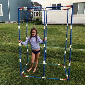 Funphix Medium Outdoors Sprinkles Set with Poles and Hose Fort Kit, Multicolor - TRAPSKI