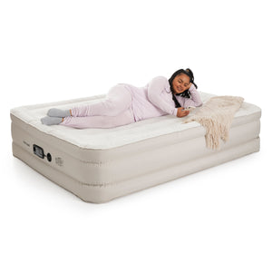 Insta-Bed Raised 18 Inch Queen Air Mattress with NeverFlat Technology & AC Pump