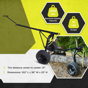 Timber Tuff Steel Log Carrier Dolly, 1000 Pound Capacity with ATV Compatibility - TRAPSKI