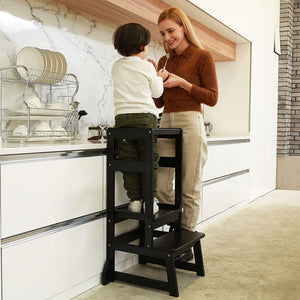 SDADI LT05G Mother's Helper Adjustable Height Kids Kitchen Step Stool, Black