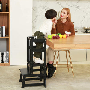 SDADI LT05G Mother's Helper Adjustable Height Kids Kitchen Step Stool, Black